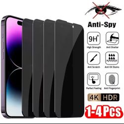 Anti-Spy Tempered Glass Screen Protector for iPhone Privacy 1-4Pcs Compatible with 13/14/15 Pro Max Mini 7/8 Plus