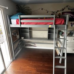 Twin Loft Bed w/Mattress & Desk