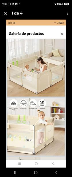 The Uanlauo Corralito para bebés pequeños in beige is a portable and foldable play pen designed for toddlers. With dimensions of 47 x 47 inches, this 