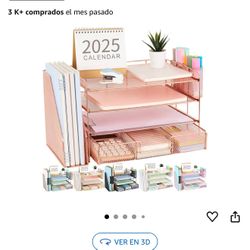Gianotter Desk organizers and accessories with filing cabinet holder and Rose Gold Office Supplies and Accessories 