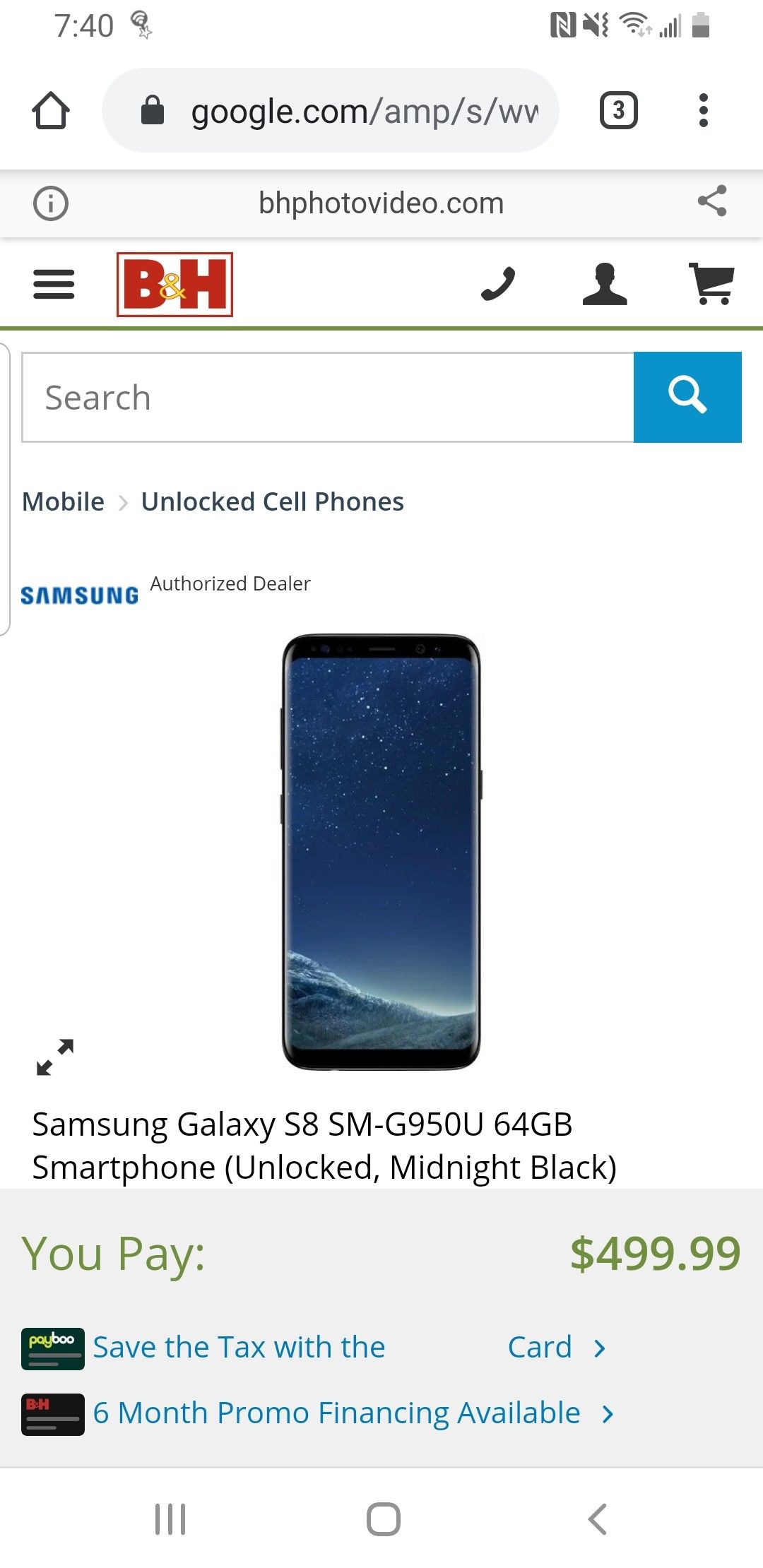 Unlocked 64G Galaxy S8 SM-G950U