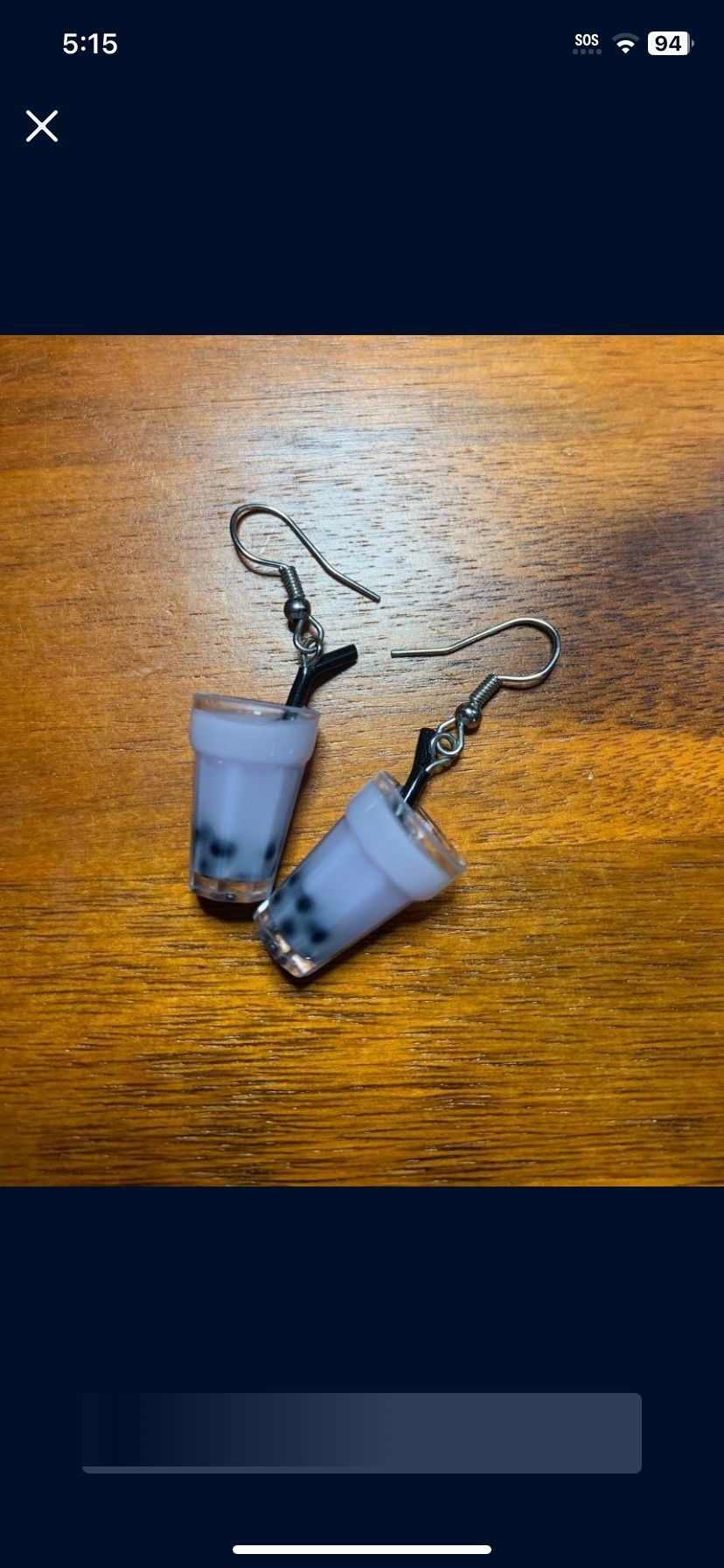 Light Purple Boba Drink Cup Straw Hook Earring Dangle Drop