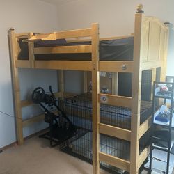 TWIN size loft bed, mattress, sheet set