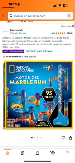 National Geographic Marble Run con elevador motorizado, kit de laberinto de mármol de 95 piezas con elevación en espiral motorizado, 20 canicas, máqui