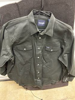 Wrangler Men's Cowboy Cut Long Sleeve Work Black Shirt
