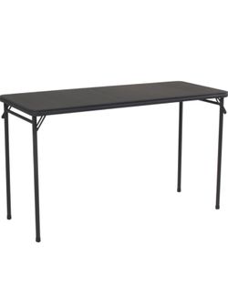 COSCO 20" x 48" Vinyl Top Folding Table, Black