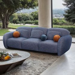 DENIM BLUE SOFA MODERN RETRO COUCH SILLON