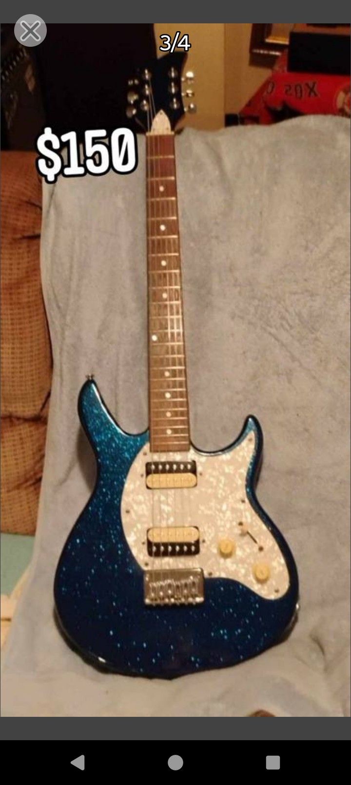 Vintage Stinger Guitar Metallic Blue