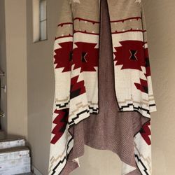 Southwestern Sweater Wrap, Size Medium 