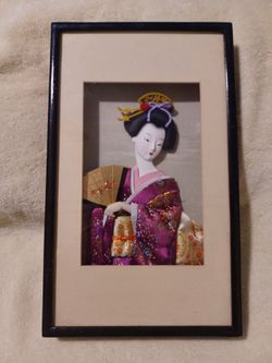 Vintage Japanese geisha shadow box artwork # 2 