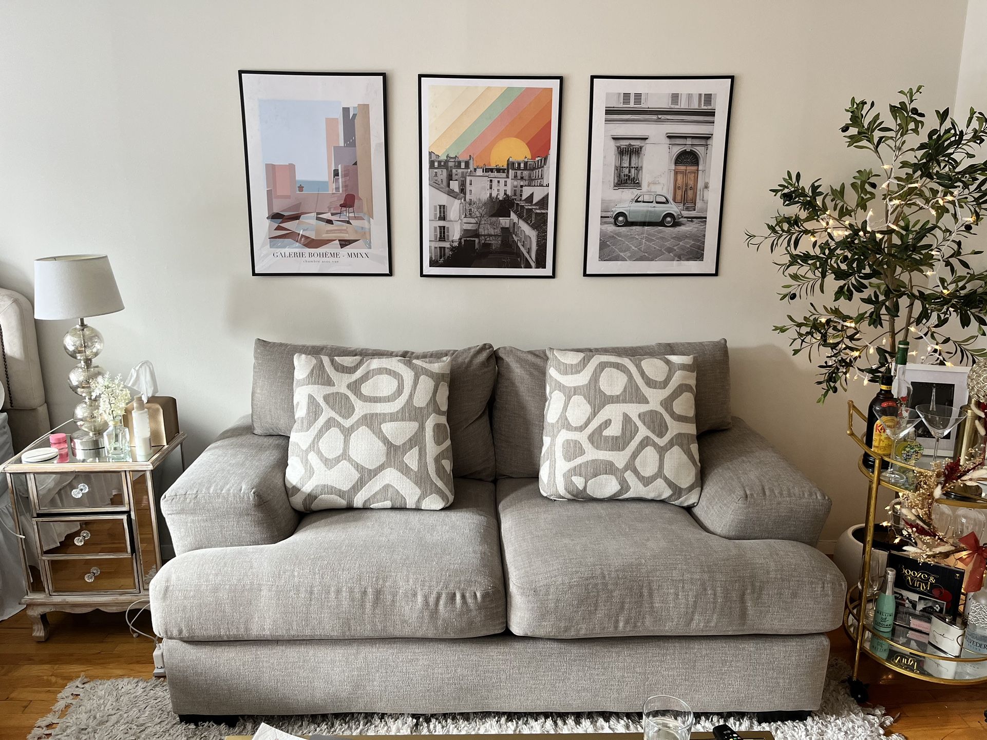 Taupe Loveseat - Raymour & Flanigan Hendrick Collection