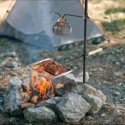 NEW! CAMPFIRE GRILL GRATE w/360-DEGREE SWIVEL HANDLE, OPEN FIRE COOKING