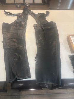 Xpert Black Leather Motorcycle Chaps
