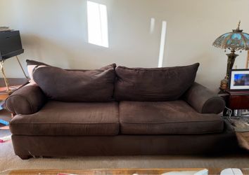 Full-size brown microfiber couch