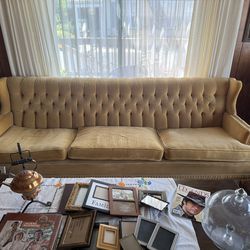 Gold Velvet Couch Vintage