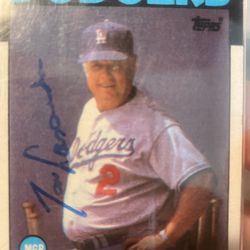 Tom Lasorda Signed And Certified Topps Black Liner Baseball Card 