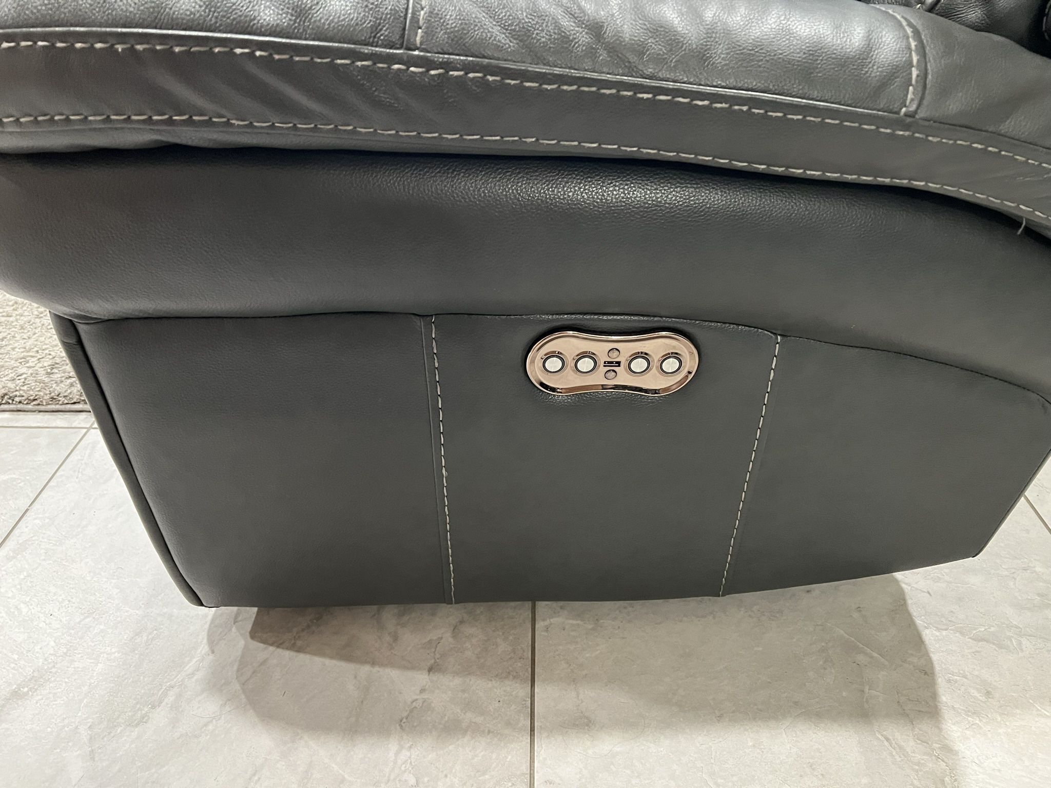 Sofa And Love Seat Leather Smoke Trevino