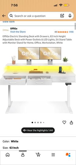 Electric Standing desk with riser and RBG light strip