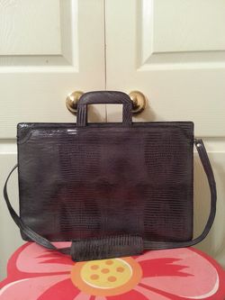 Lizard skin print briefcase
