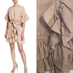 NWT $200 IRO Season S19 Musk Linen Side Zip Tiered Ruffled Skirt FR38