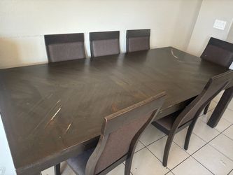 Dark Wood Dining Table with 5 Chairs