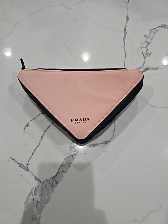 PRADA PARADOXE Beauty Pouch Pink/Black Triangle Bag Cosmetic Makeup Case
