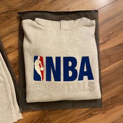 NBA x Essentials Light Heather Hoodie & Shorts Set Size Medium