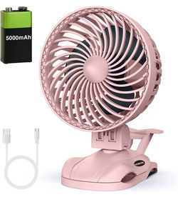 Rechargeable Battery Operated Clip on Fan, 6'' CVT Small Desk Fan with Sturdy Clamp, Quiet Operation, Little Personal Cooling Fan for Bedroom Stroller