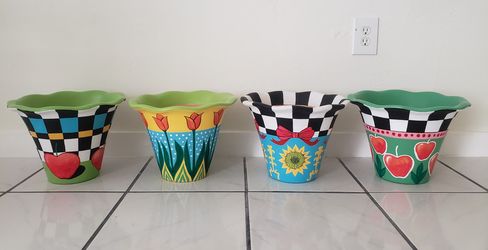 Painted decorative pots