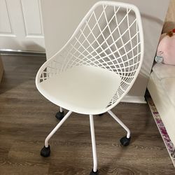 Modern White Vanity Rolling Desk Chair