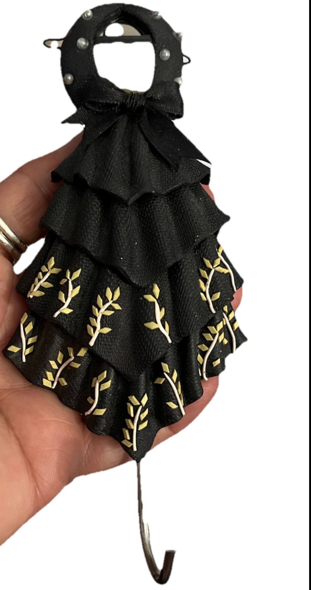 Vintage Black Dress Woman Mannequin Keychain, Purse, Jewelry Display Holder 7”
