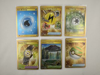 Pokemon TCG Gold Trainer & Energy Cards Lot Of 6 (English & Japanese)
