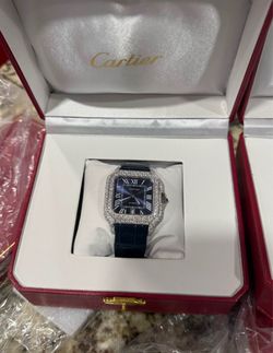 Cartier Santos Watch with Diamond Bezel
