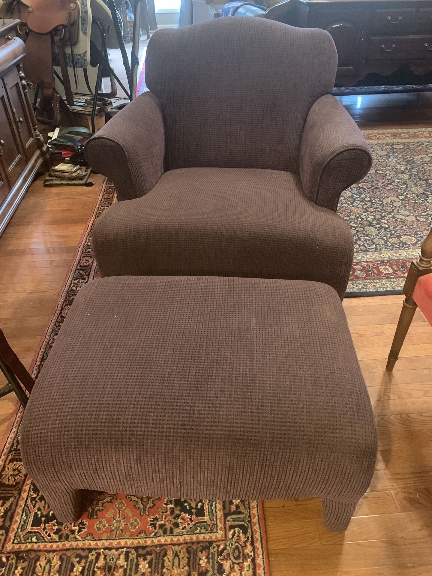 Purple Chair & Ottoman…..comfortable & Perfect Shape!