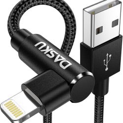 90 Degree iPhone Charging Cable 2Pack 10ft Right Angle Nylon Braided Lightning Charger Cord Compatible with iPhone 14 13 12 11 Pro Max XS XR X 8 7 6 5