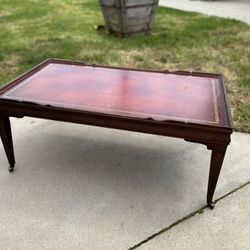 Leather Top Coffee Table