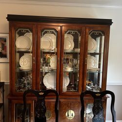 Vintage Burl Wood Dining Room Set – 9-Piece (Fair Condition!)