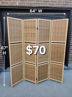 4 panels wood room divider (64"W×67"H)