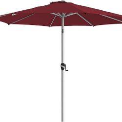 BLUU 9 FT Aluminum Outdoor Patio Umbrella, 5-YEAR Fade-Resistant Outdoor Market Table Umbrella with Push Button Tilt, for Pool, Deck, Garden and Lawn
