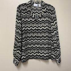 Women’s ALFRED DUNNER 100% Polyester Long Sleeve Button Down Pattern Top Blouse… Size 14