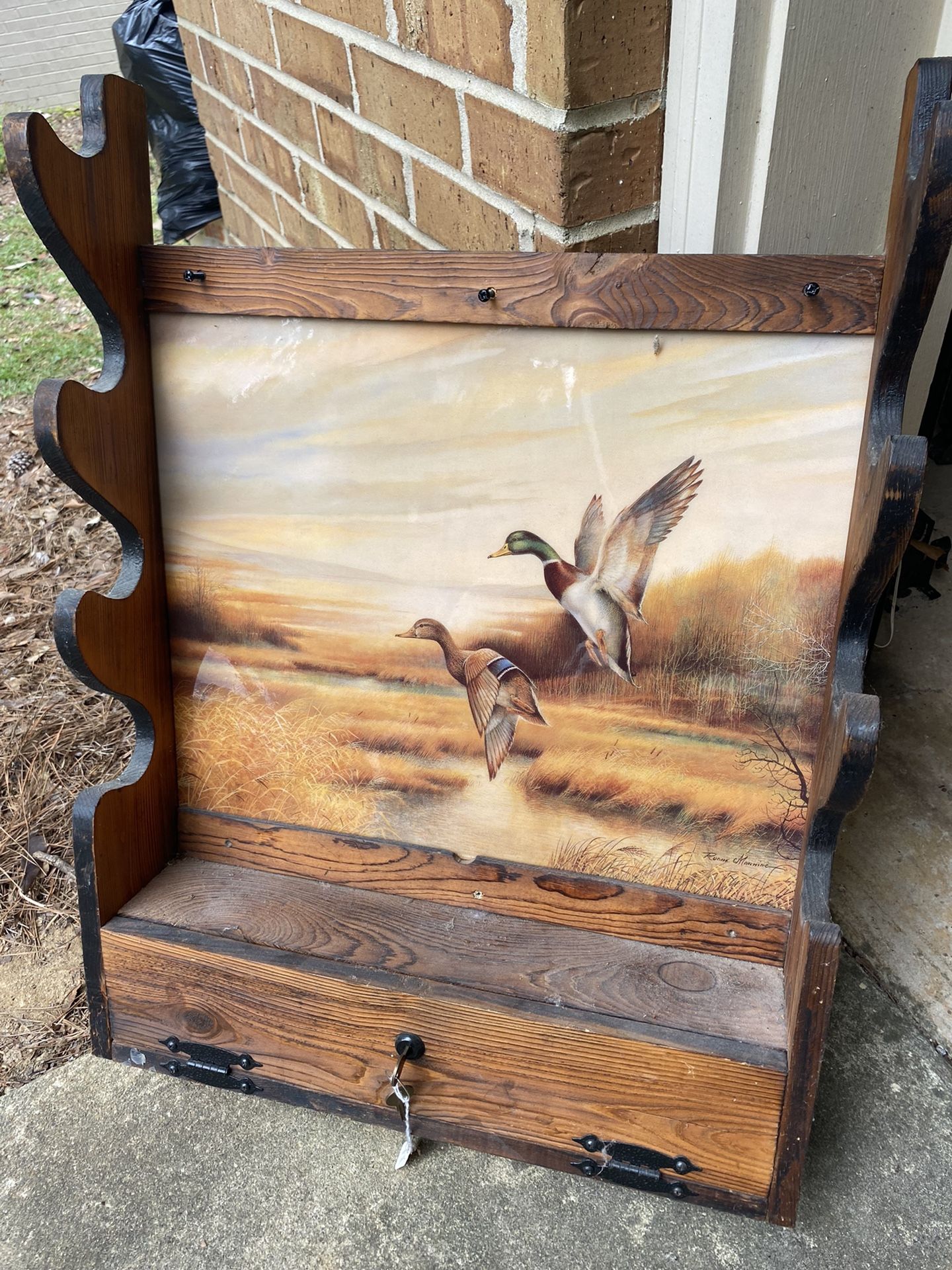 Vintage Gun Rack Wooden Duck Gun Rack