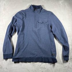 Travis Mathew 1/4 Zip Stretch Golf Pullover Chest Pocket Men’s M Blue Preppy #1A