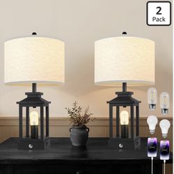 🔥 NEW Farmhouse Black Touch Lamps (2-Pack) w/ USB-C + USB – DIMMABLE – $69.99 TODAY 🔥