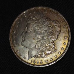 1889 Very Fine Morgan Silver Dollar  Color Tinted