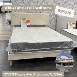 White Full Size Bed Frame – Square Headboard Display Model $99.99