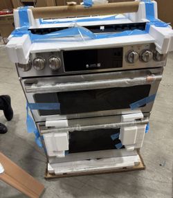 Cafe Slide-In Double Oven Induction Range with Convection in Stainless 30 in. 5 Burner Element Smart