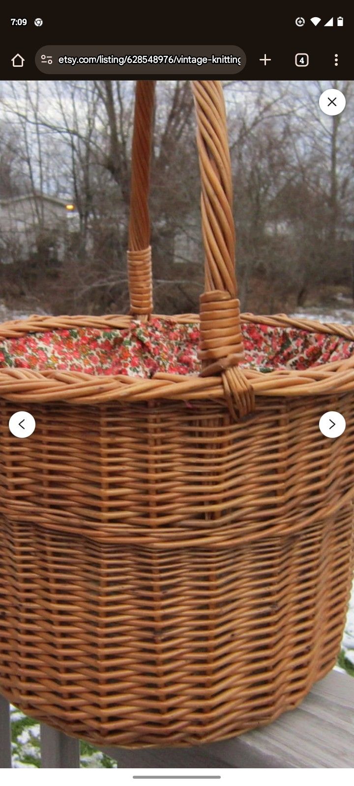 Vintage Knitting Basket, Sewing Basket, Ironing Basket, Vintage storage, Storage basket, wooden basket, twig basket,
