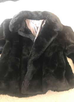 Ann Taylor Loft fur faux coat jacket black short