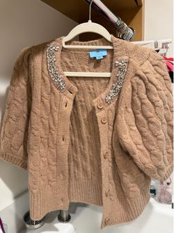 CeCe Embellished Cable Knit Cardigan Sweater – Size M