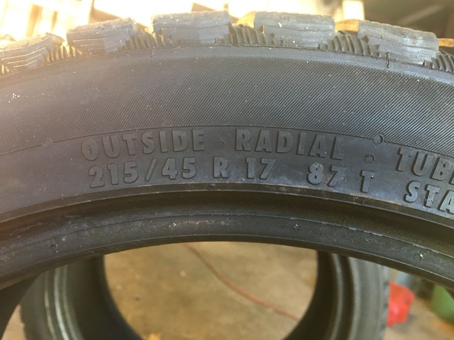 Two 215/45R17 continental snow tires in excellent condition